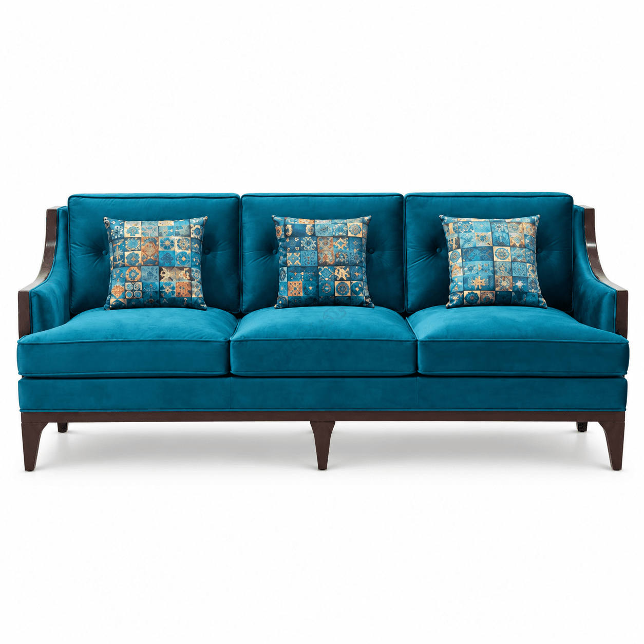 Modern Teal Blue 3-Seater Sofa