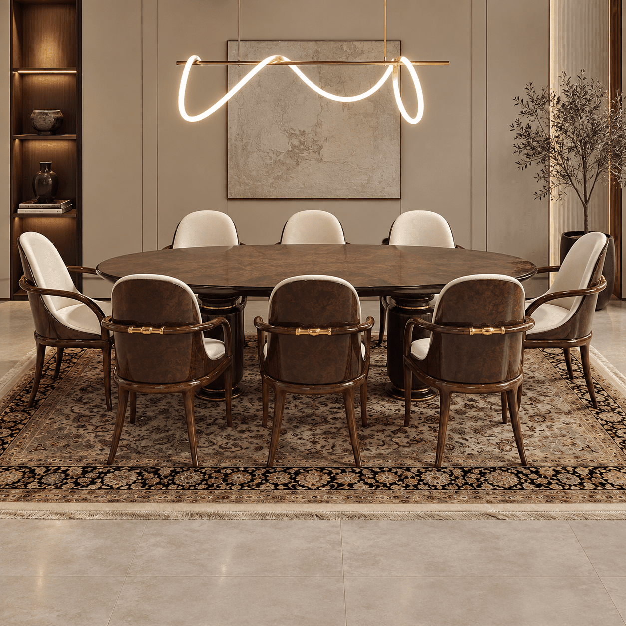 Luxury Oval Dining Table Set – 8 Seater - Image 2