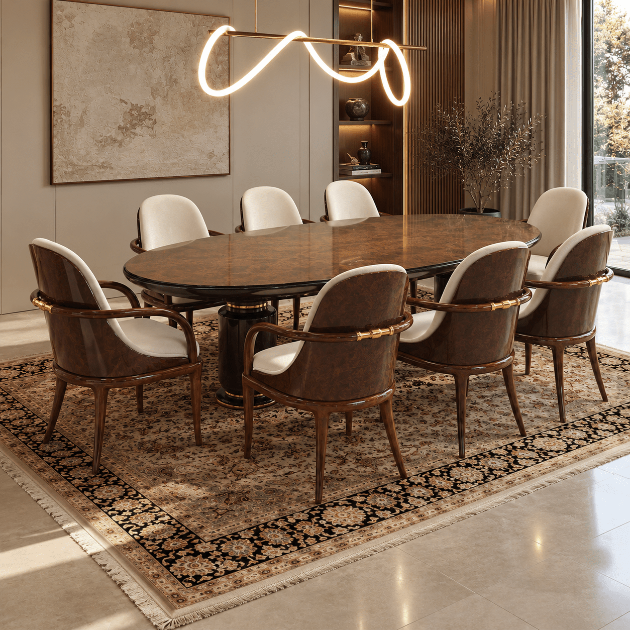 Luxury Oval Dining Table Set – 8 Seater - Image 3